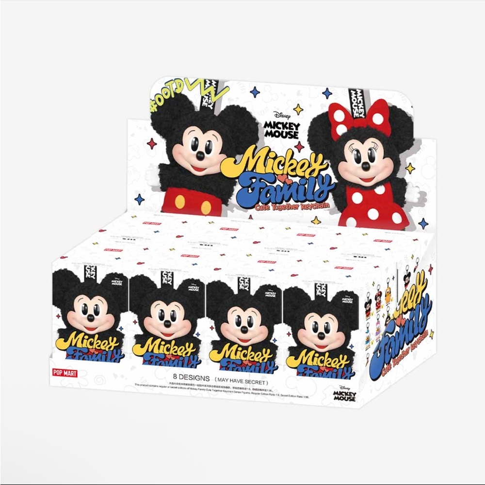 Pop Mart Mickey Family Cute Together Keychain Display Box